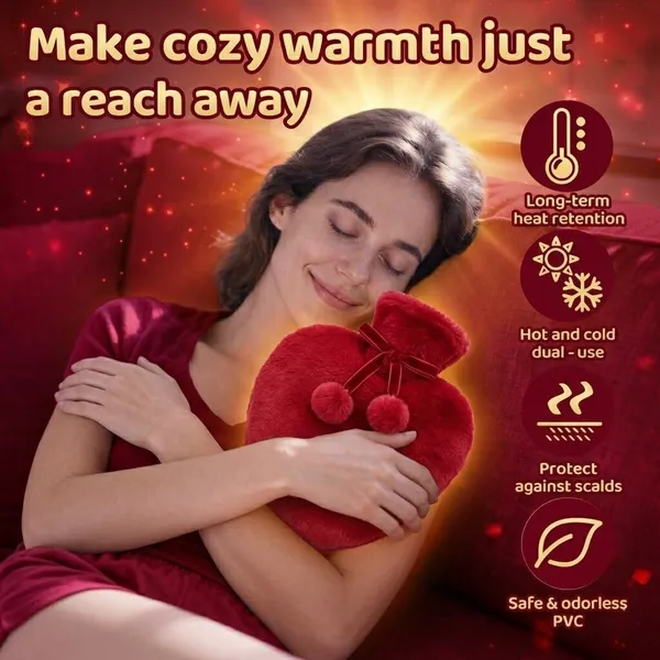 Heart_Hot_Water_Bottle_with_Plush_Cover_&_Pom-Poms_1000ML_Leakproof_Heat_Compress_for_Period_Cramps,_Knee,_Back_&_Shoulder_Pain_Hot_&_Cold_Therapy_for_Warmth_&_Muscle_Relaxation_(Red)