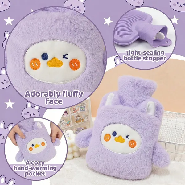 Hot_Water_Bottle_with_Plush_Duck_Cover_1000ML_Premium_Leak-Proof_Heating_Bag_for_Period_Cramps,_Back,_Neck_&_Joint_Pain_Relief_Hot_&_Cold_Compress_for_Muscle_Injuries_&_Swelling_with_Bunny_Sleeve_(Lavender_-_Duckling)
