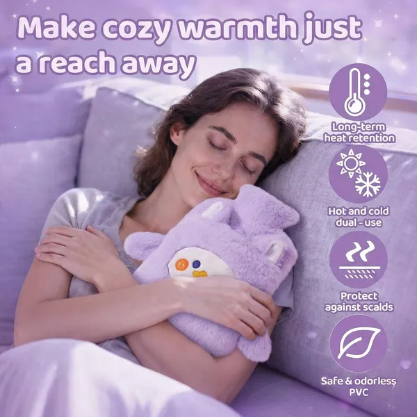 Hot_Water_Bottle_with_Plush_Duck_Cover_1000ML_Premium_Leak-Proof_Heating_Bag_for_Period_Cramps,_Back,_Neck_&_Joint_Pain_Relief_Hot_&_Cold_Compress_for_Muscle_Injuries_&_Swelling_with_Bunny_Sleeve_(Lavender_-_Duckling)