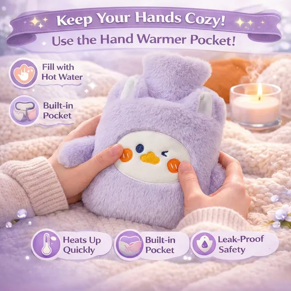 Hot_Water_Bottle_with_Plush_Duck_Cover_1000ML_Premium_Leak-Proof_Heating_Bag_for_Period_Cramps,_Back,_Neck_&_Joint_Pain_Relief_Hot_&_Cold_Compress_for_Muscle_Injuries_&_Swelling_with_Bunny_Sleeve_(Lavender_-_Duckling)