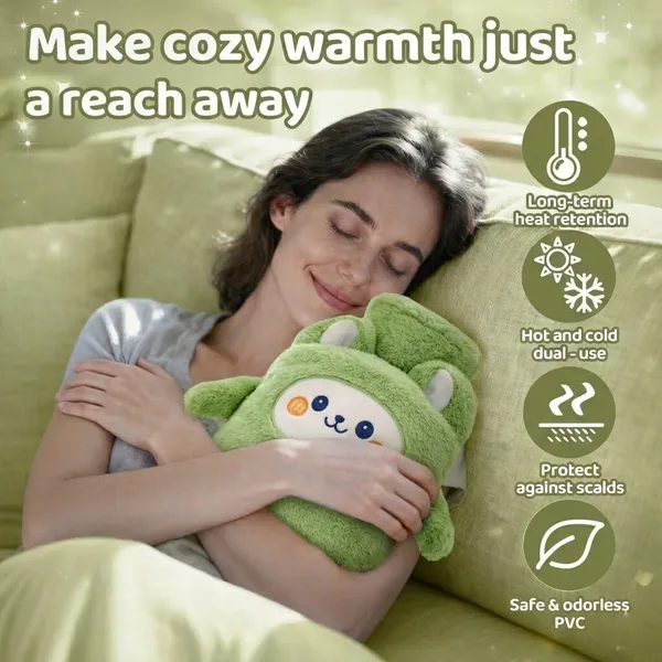 Plush_Hot_Water_Bottle_with_Soft_Cover_&_Hand_Warmer_Sleeve_1000ML_Heating_Bag_for_Period_Cramp,_Back_Pain_&_Muscle_Aches,_Hot_&_Cold_Compress_for_Shoulder,_Stress,_Injury_&_Swelling_(Olive_Green_-_Puppy)
