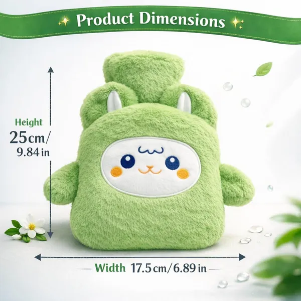 Plush_Hot_Water_Bottle_with_Soft_Cover_&_Hand_Warmer_Sleeve_1000ML_Heating_Bag_for_Period_Cramp,_Back_Pain_&_Muscle_Aches,_Hot_&_Cold_Compress_for_Shoulder,_Stress,_Injury_&_Swelling_(Olive_Green_-_Puppy)