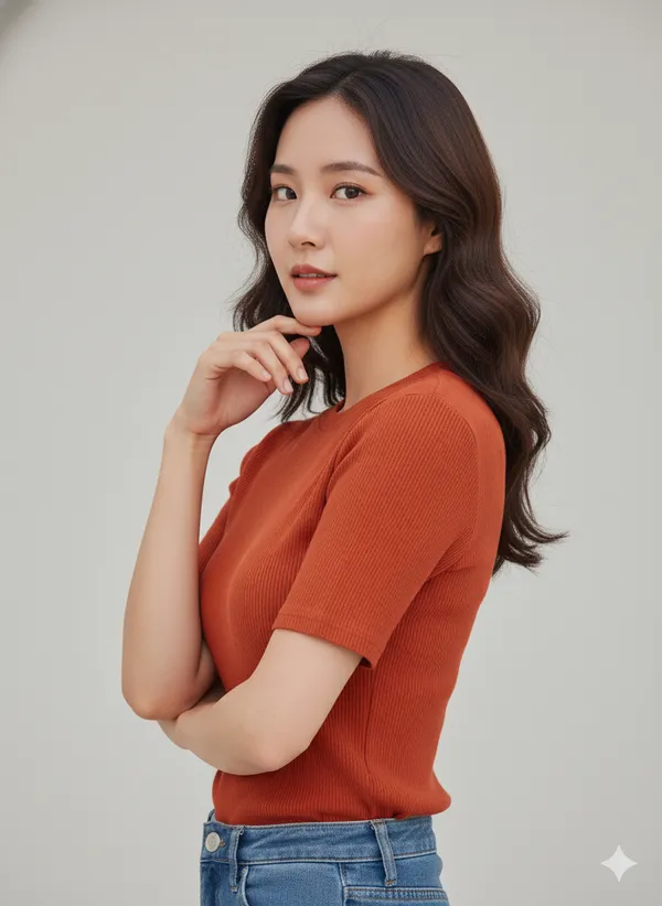 Rust_Rib_Knit_Fabric_Casual_Top_For_Women