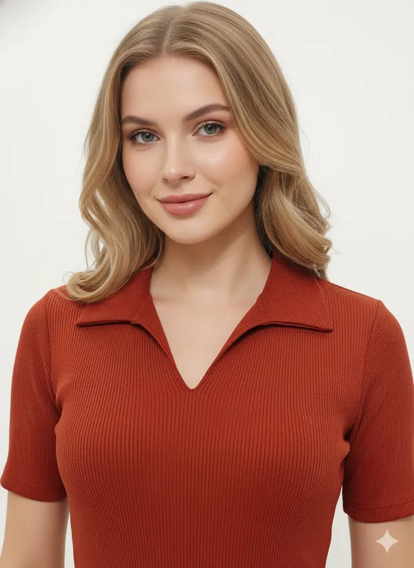 Rust_Rib_Knit_Fabric_Casual_One_Piece_For_Women