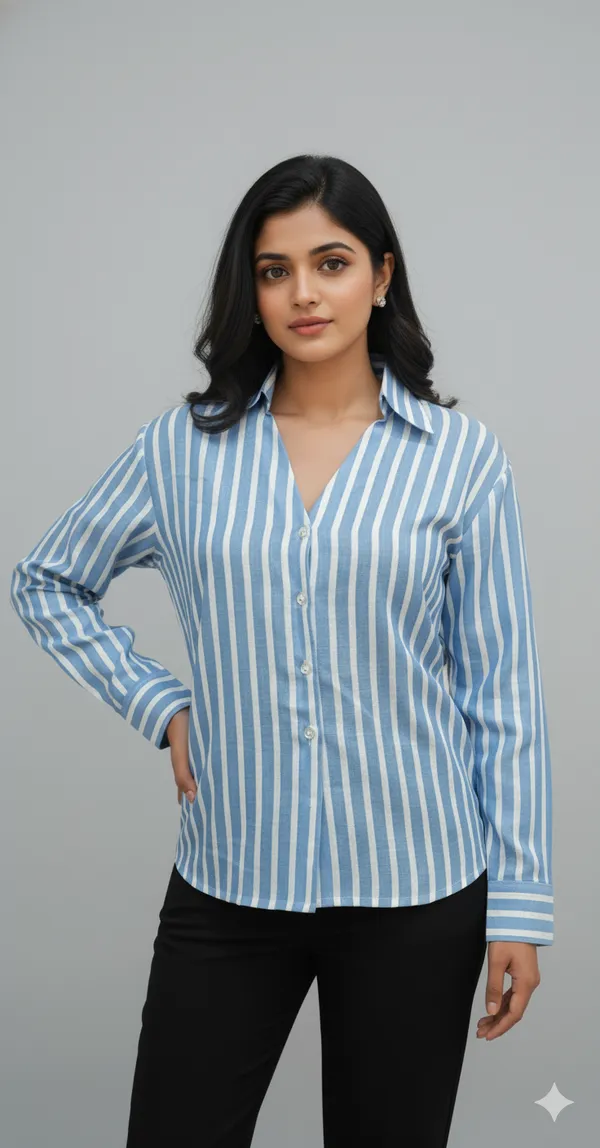 Blue_Cotton_Casual_Shirt_For_Women