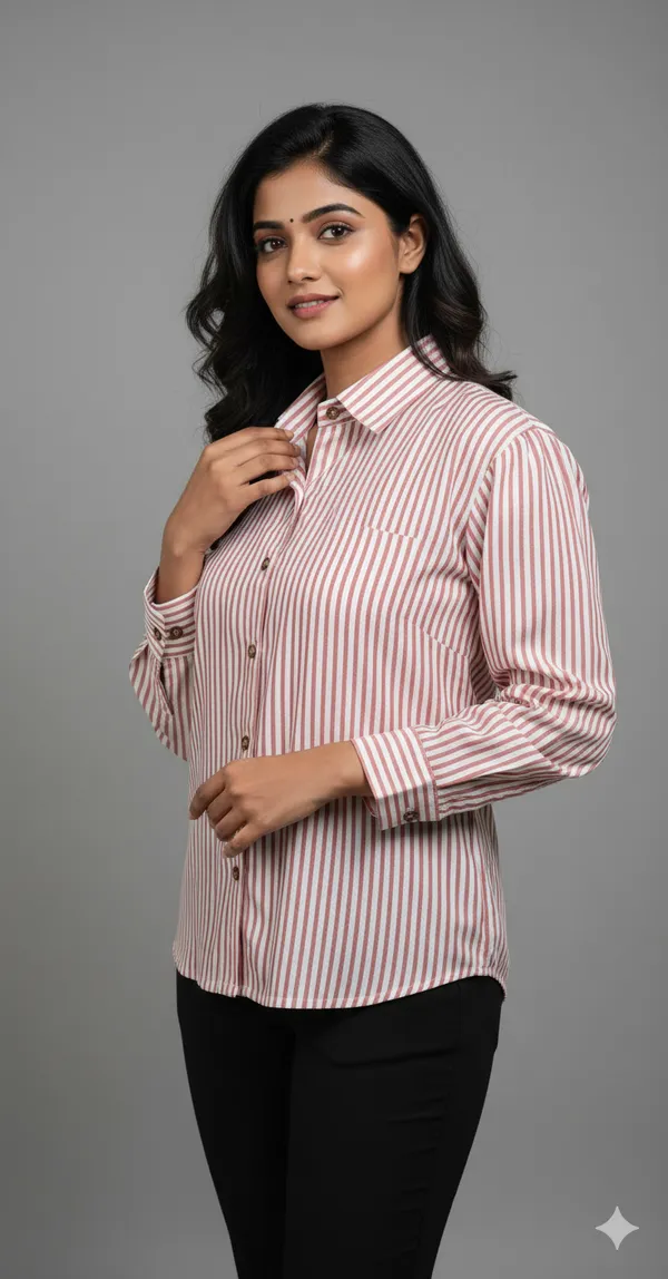 Peach_Soft_Cotton_Casual_Shirt_For_Women