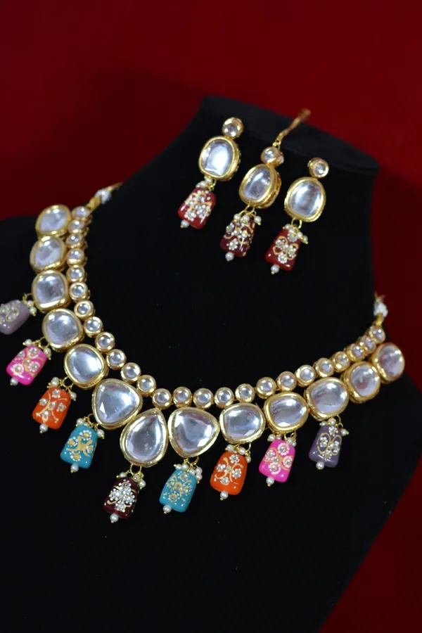 Multicolor_Bridal_Kundan_Necklace_Set_With_Colorful_Enamel_Drops_(Pack_Of_4)
