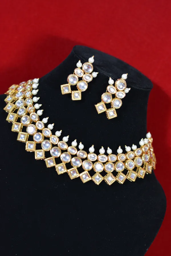 Gold_Classic_Kundan_Polki_Multirow_Choker_Jewelry_Set_(Pack_Of_3)