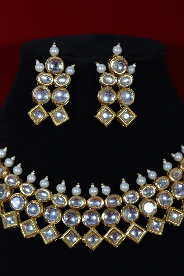 Gold_Classic_Kundan_Polki_Multirow_Choker_Jewelry_Set_(Pack_Of_3)
