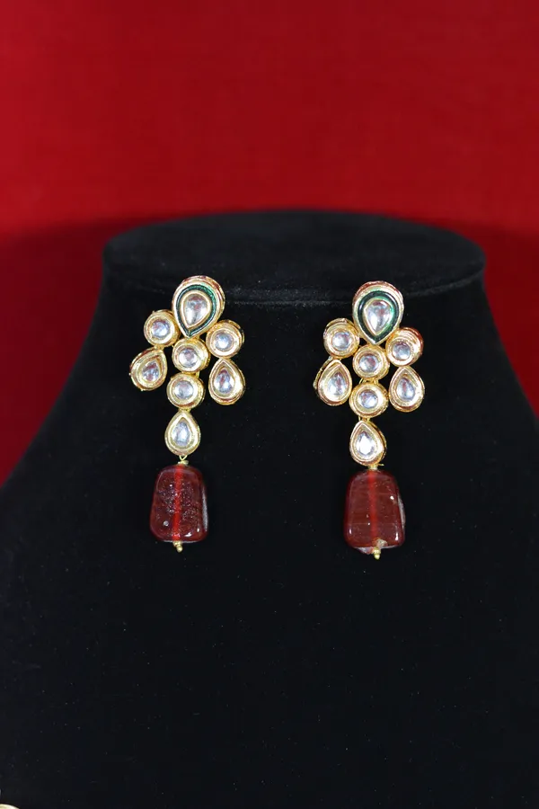 Red_And_Gold_Gold_Plated_Multi_Layer_Kundan_Necklace_And_Earrings_Set_(Pack_Of_3)