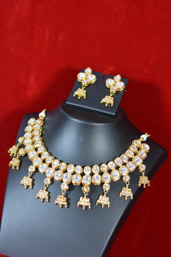 Gold_Traditional_Kundan_Necklace_Set_With_Elephant_Motif_Danglers_(Pack_Of_3)