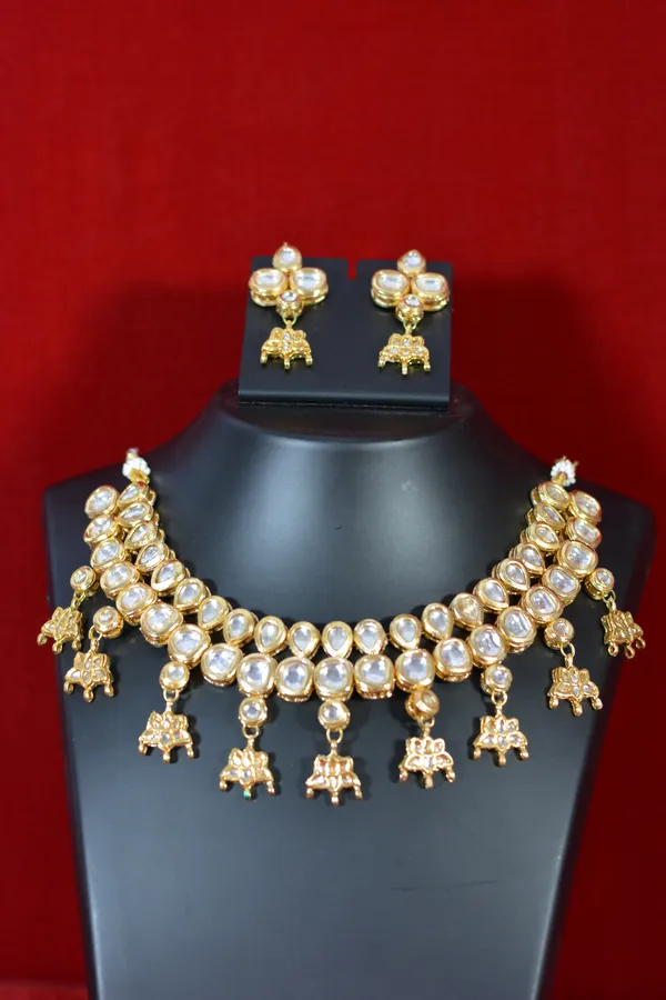 Gold_Traditional_Kundan_Necklace_Set_With_Elephant_Motif_Danglers_(Pack_Of_3)