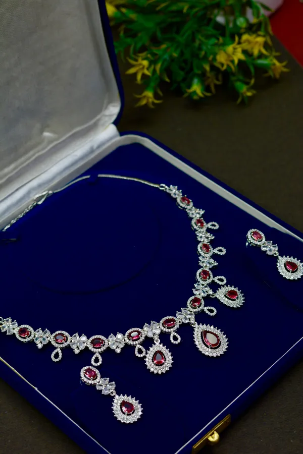 Ruby_Teardrop_Statement_Necklace_Set_For_Women_(Pack_Of_3)