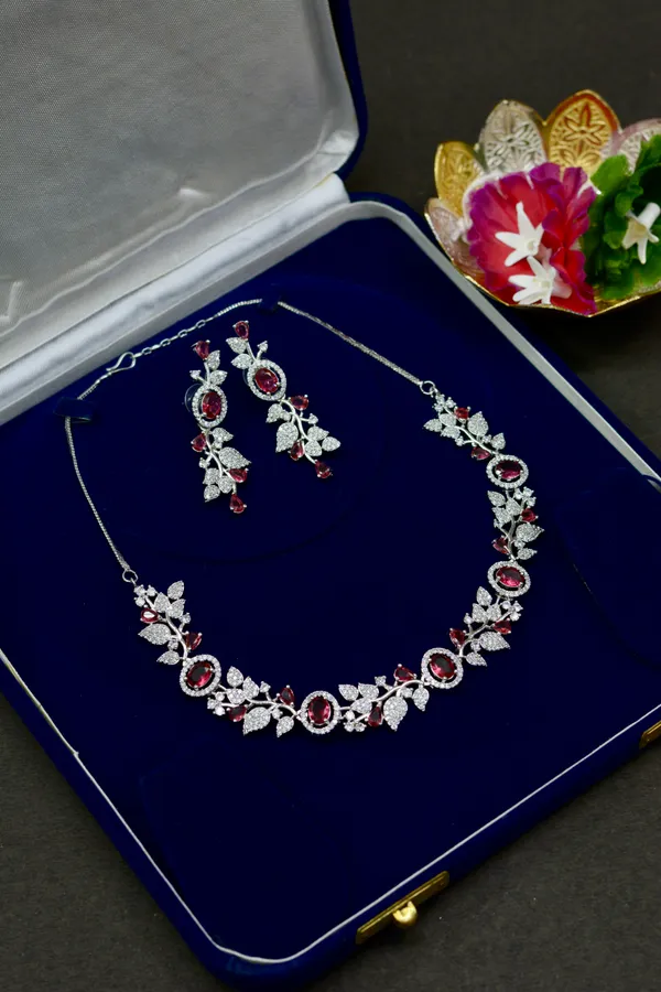 Ruby_Floral_Vine_&_Silver_Necklace_Set_For_Women_(Pack_Of_3)