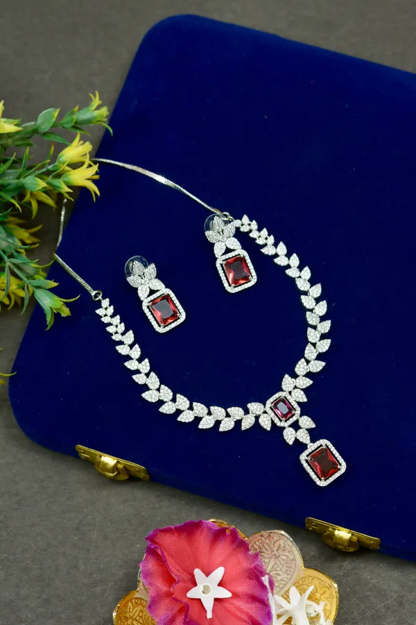 Ruby_Red_Leaf_Motif_Necklace_For_Women_(Pack_Of_3)