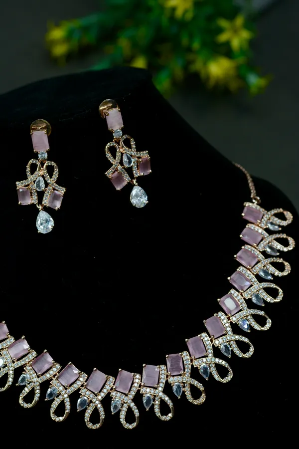 Pink_Crystal_Loop_Design_Necklace_For_Women_(Pack_Of_3)
