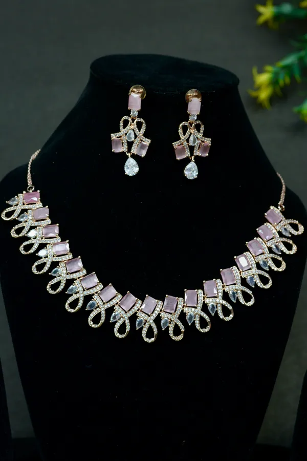 Pink_Crystal_Loop_Design_Necklace_For_Women_(Pack_Of_3)
