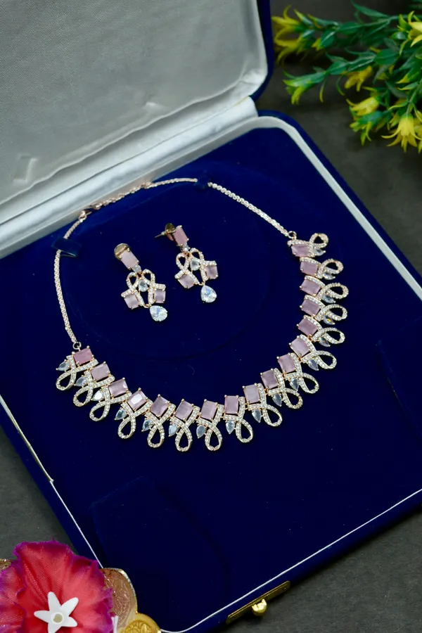 Pink_Crystal_Loop_Design_Necklace_For_Women_(Pack_Of_3)