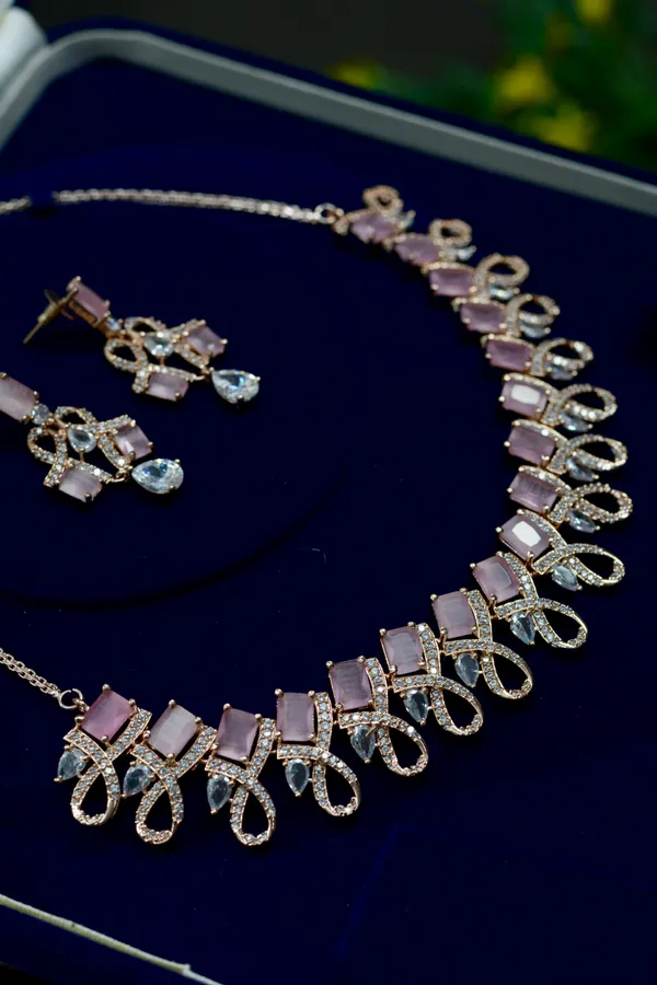 Pink_Crystal_Loop_Design_Necklace_For_Women_(Pack_Of_3)