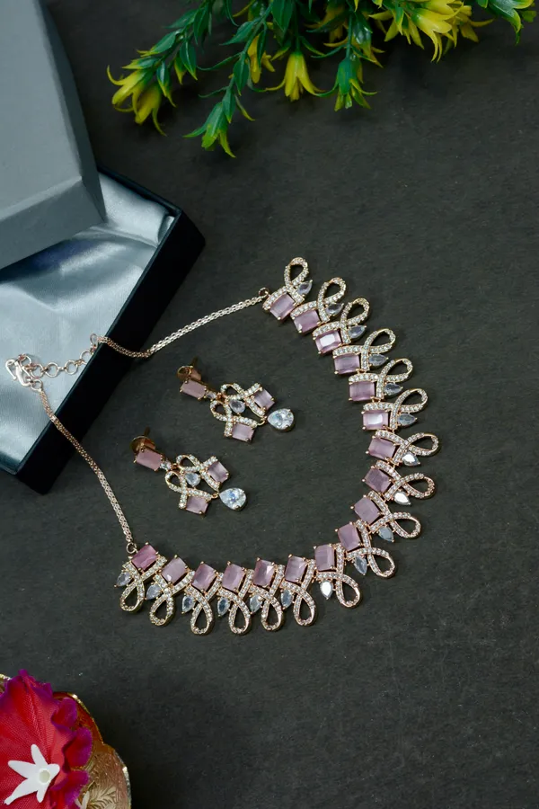 Pink_Crystal_Loop_Design_Necklace_For_Women_(Pack_Of_3)