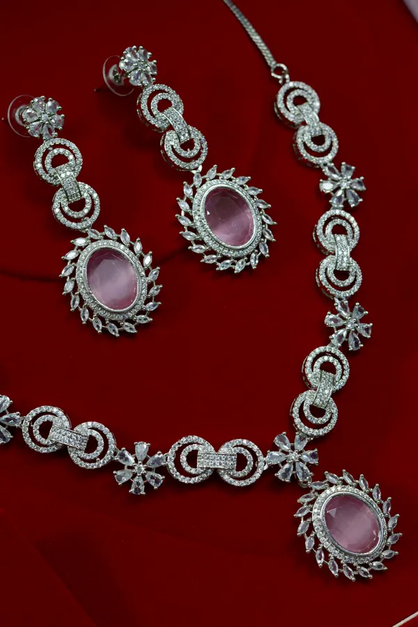 Pink_Oval_Crystal_Statement_Necklace_For_Women_(Pack_Of_3)