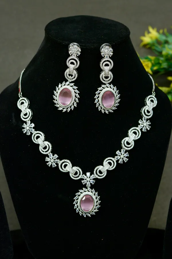 Pink_Oval_Crystal_Statement_Necklace_For_Women_(Pack_Of_3)