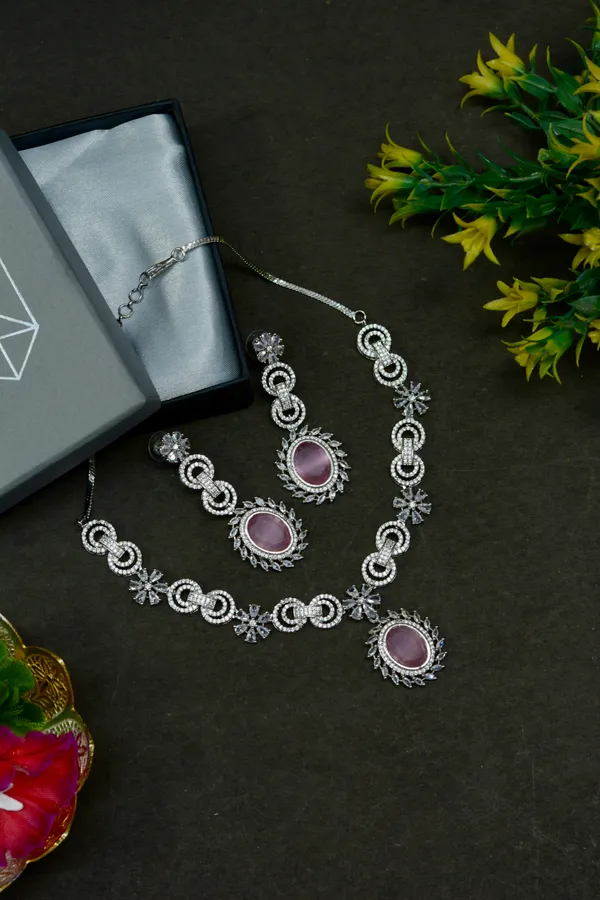 Pink_Oval_Crystal_Statement_Necklace_For_Women_(Pack_Of_3)