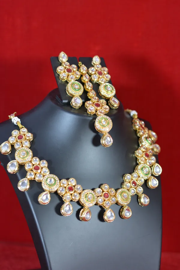 Gold_DualTone_Polki_Kundan_Bridal_Necklace_Set_(Pack_Of_4)