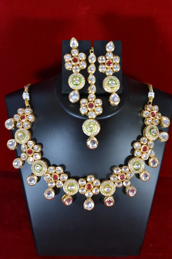 Gold_DualTone_Polki_Kundan_Bridal_Necklace_Set_(Pack_Of_4)