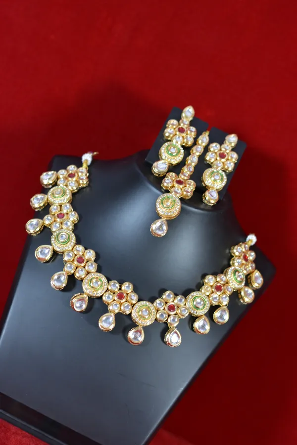 Gold_DualTone_Polki_Kundan_Bridal_Necklace_Set_(Pack_Of_4)
