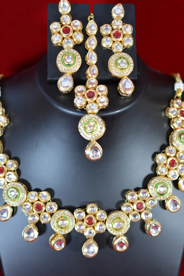 Gold_DualTone_Polki_Kundan_Bridal_Necklace_Set_(Pack_Of_4)