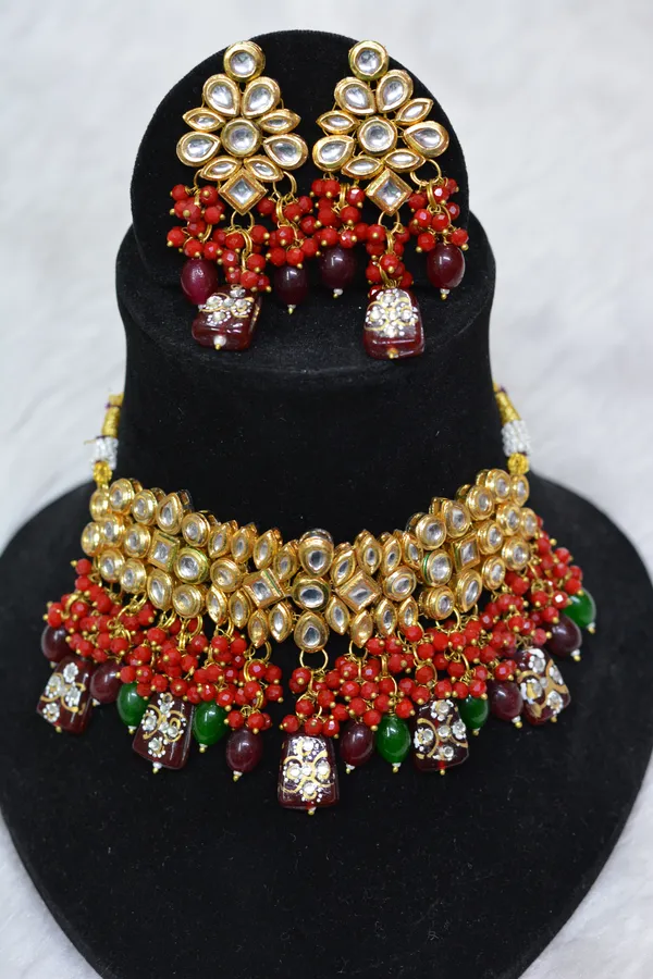 Red_Beaded_Heavy_Kundan_Party_Choker_Set_(Pack_Of_3)