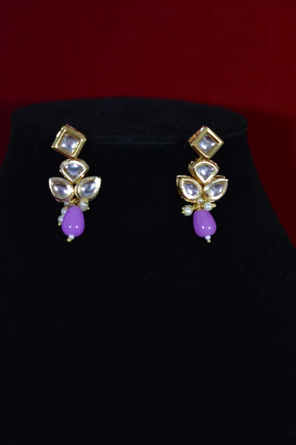 Gold_Plated_Pearl_And_Kundan_Necklace_Set_With_Purple_Drops_(Pack_Of_3)