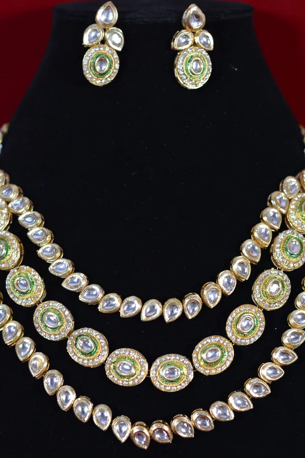 Gold_Green_Meenakari_Oval_Polki_Necklace_Set_(Pack_Of_3)