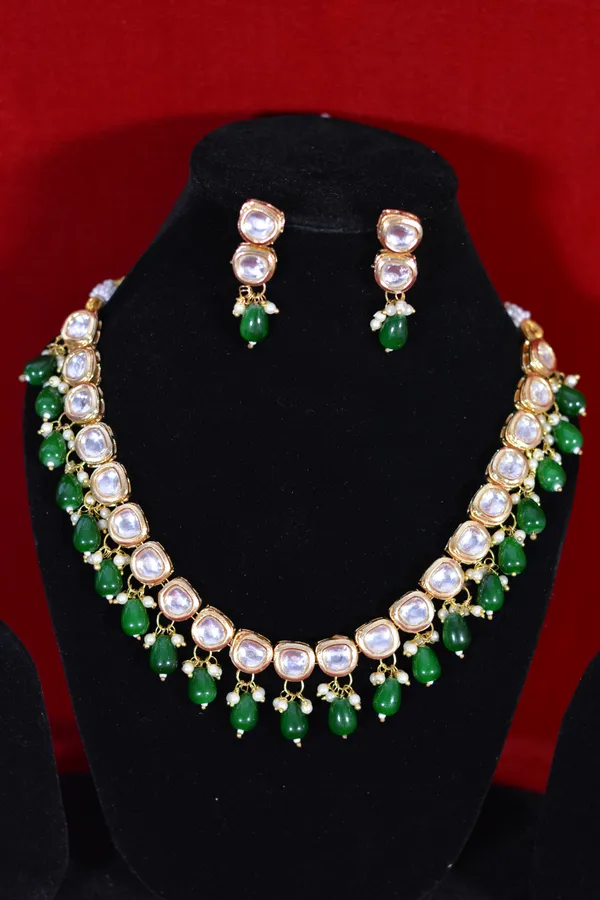 Designer_Kundan_Necklace_Set_With_Green_Stone_Drops_(Pack_Of_3)