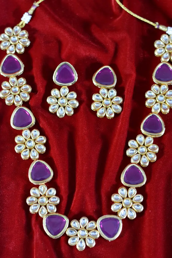 Royal_Purple_Kundan_Flower_Necklace_Set_(Pack_Of_3)