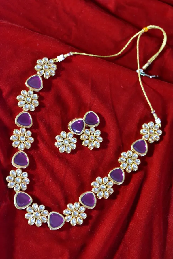 Royal_Purple_Kundan_Flower_Necklace_Set_(Pack_Of_3)