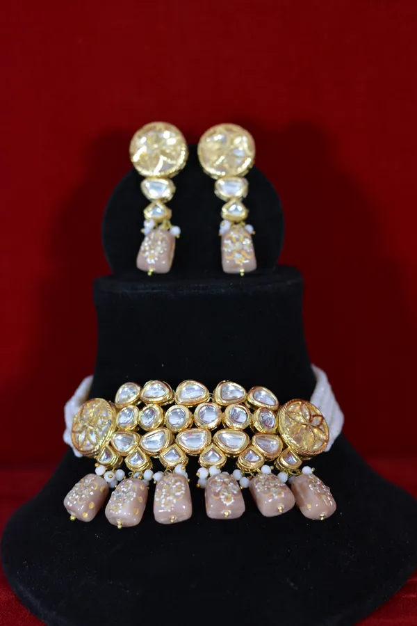 Handcrafted_Kundan_Choker_Set_With_Beige_Drops_And_Gold_Polish_(Pack_Of_3)