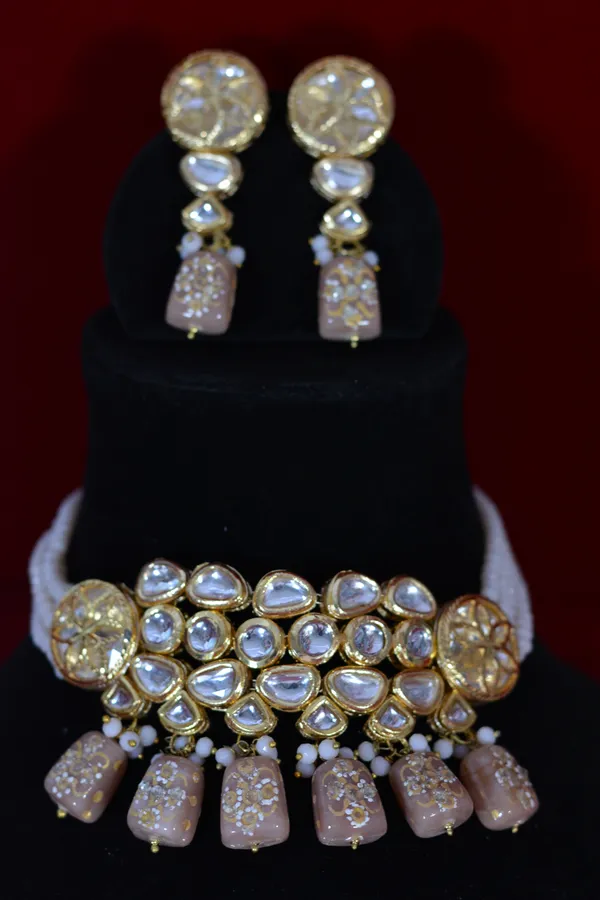 Handcrafted_Kundan_Choker_Set_With_Beige_Drops_And_Gold_Polish_(Pack_Of_3)