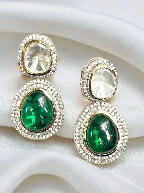 Green_Brass_Jheel_Kundan_Earring_For_Women