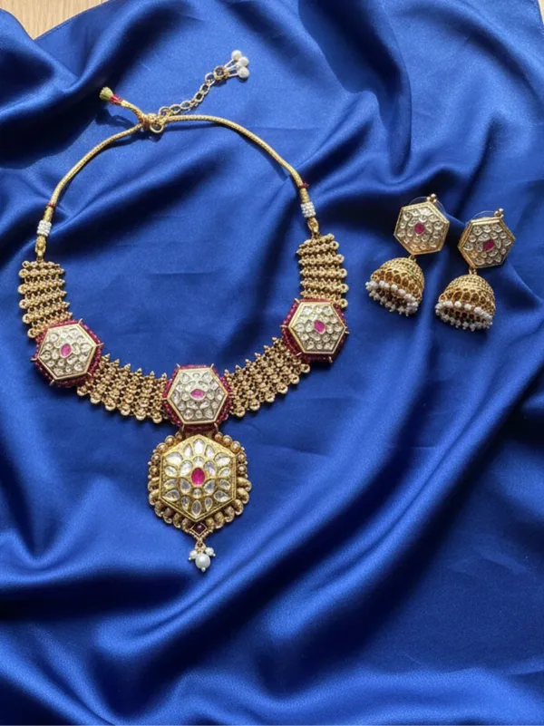 MEHA_PINK_HEXA_KUNDAN_NECKLACE_SET