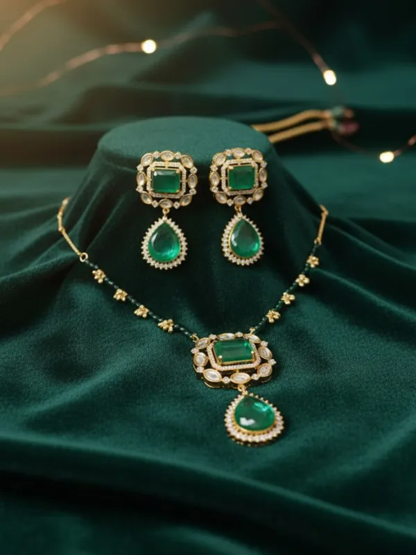 Green_Brass_Royal_Emerald_Moissanite_Kundan_Necklace_Set_For_Women