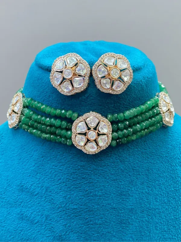 Green_Brass_Emerald__Kundan_Choker_Set_For_Women