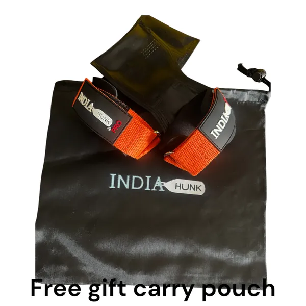 INDIAHUNK®_Weight_Lifting_Wrist_Hooks_&_Straps_(Orange)_–_Heavy-Duty_Gym_Grip_Support_for_Deadlifts,_Powerlifting,_Rows,_Shrugs_&_Pull-Ups_–_Wrist_Support_Lifting_Hooks_for_Bodybuilding,_Strength_Training_&_Fitness