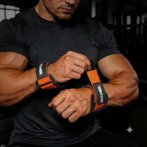 INDIAHUNK®_Weight_Lifting_Grips_(Pair)_–_Heavy-Duty_Gym_Grips_with_Neoprene_Padded_Wrist_Wraps_for_Powerlifting,_Deadlifts,_Rows_&_Pull-Ups_–_Non-Slip_Palm_Grip_Support_for_Bodybuilding_&_Strength_Training_+_Free_Gym_Keychain