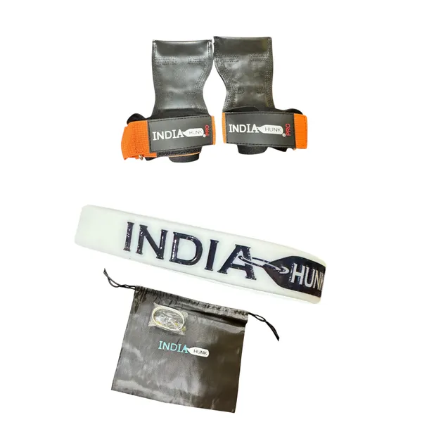INDIAHUNK®_Weight_Lifting_Wrist_Hooks_&_Straps_(Orange)_–_Heavy-Duty_Gym_Grip_Support_for_Deadlifts,_Powerlifting,_Rows,_Shrugs_&_Pull-Ups_–_Wrist_Support_Lifting_Hooks_for_Bodybuilding,_Strength_Training_&_Fitness