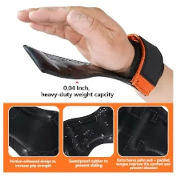 INDIAHUNK®_Weight_Lifting_Wrist_Hooks_&_Straps_(Orange)_–_Heavy-Duty_Gym_Grip_Support_for_Deadlifts,_Powerlifting,_Rows,_Shrugs_&_Pull-Ups_–_Wrist_Support_Lifting_Hooks_for_Bodybuilding,_Strength_Training_&_Fitness