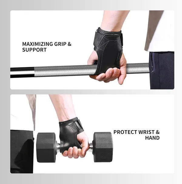 INDIAHUNK®_Weight_Lifting_Grips_(Pair)_–_Heavy-Duty_Gym_Grips_with_Neoprene_Padded_Wrist_Wraps_for_Powerlifting,_Deadlifts,_Rows_&_Pull-Ups_–_Non-Slip_Palm_Grip_Support_for_Bodybuilding_&_Strength_Training