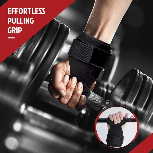 INDIAHUNK®_Weight_Lifting_Grips_(Pair)_–_Heavy-Duty_Gym_Grips_with_Neoprene_Padded_Wrist_Wraps_for_Powerlifting,_Deadlifts,_Rows_&_Pull-Ups_–_Non-Slip_Palm_Grip_Support_for_Bodybuilding_&_Strength_Training