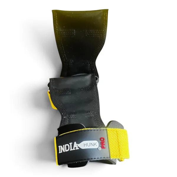 INDIAHUNK®_Weight_Lifting_Grips_(Yellow,_Pair)_–_Heavy-Duty_Gym_Grips_for_Powerlifting,_Deadlifts,_Rows_&_Pull-Ups_–_Non-Slip_Palm_Grip_with_Neoprene_Padded_Wrist_Support_–_Strength_Training,_Bodybuilding_&_Fitness
